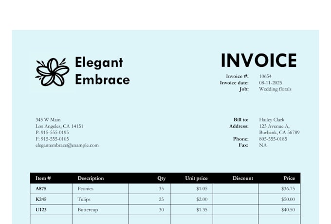 create customized invoice with logo